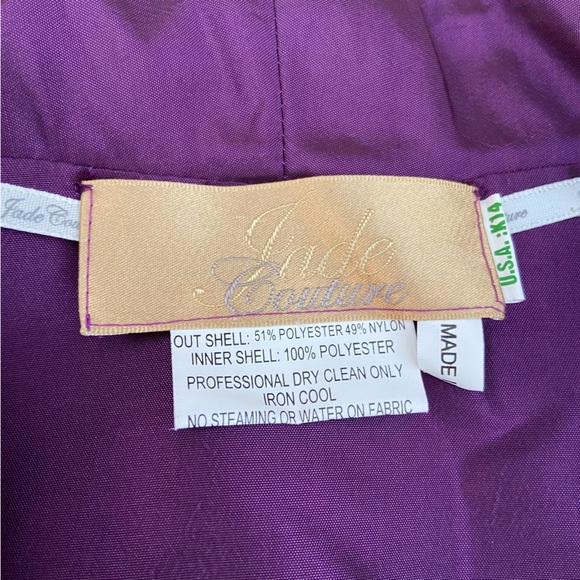 Jade Couture Cropped Purple Evening Jacket Diamanté Button Lined Cuffs. - Picture 4 of 4